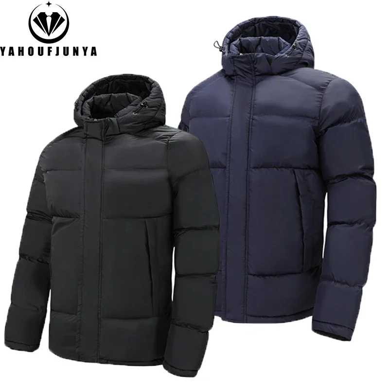 Зимняя мужская флисовая теплая уличная ветрозащитная куртка-парка со съемным