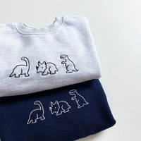 toddler baby boy sweatshirt spring autumn fashion cartoon dinosaur embroidery top for infants cotton kids clothes girls costumes