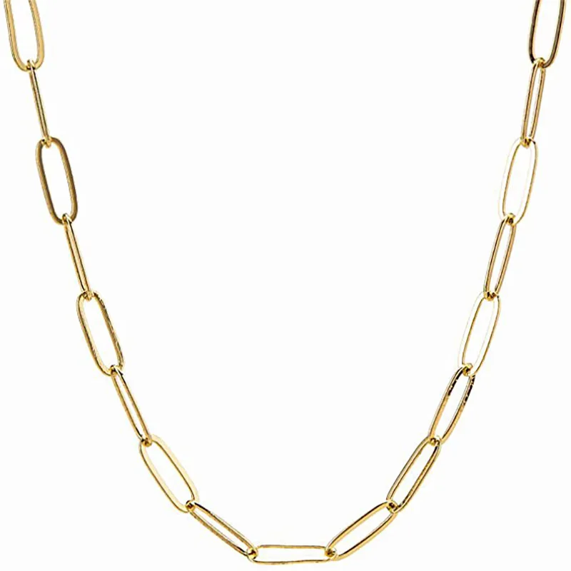 

Simple and versatile necklace basic chain stainless steel with paper clip chain necklaces for women mens hip hop jewelry