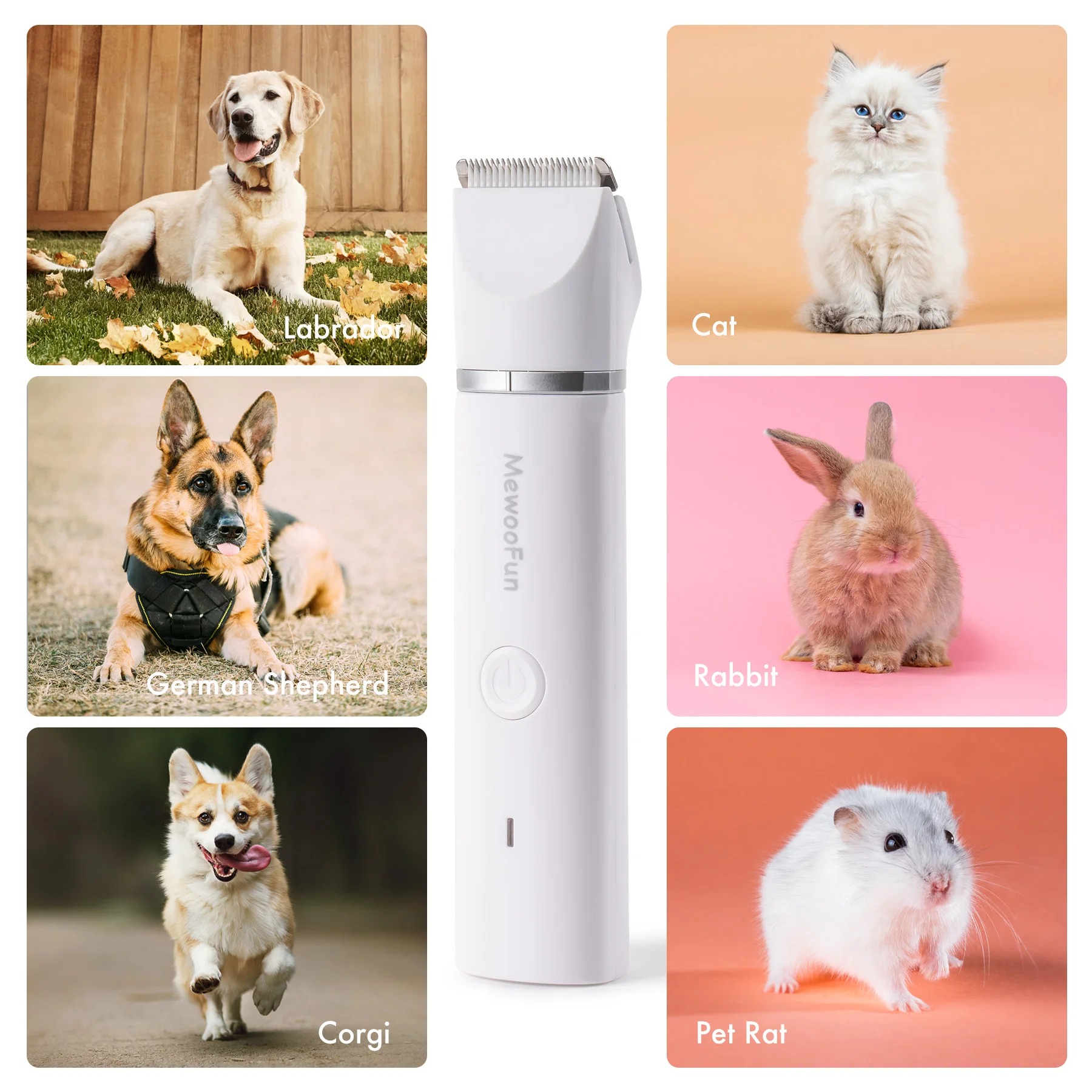 Mewoofun 4 in 1 Pet Electric Hair Trimmer with Blades Grooming Clipper Nail Grinder Professional Recharge Haircut For Dogs Cat