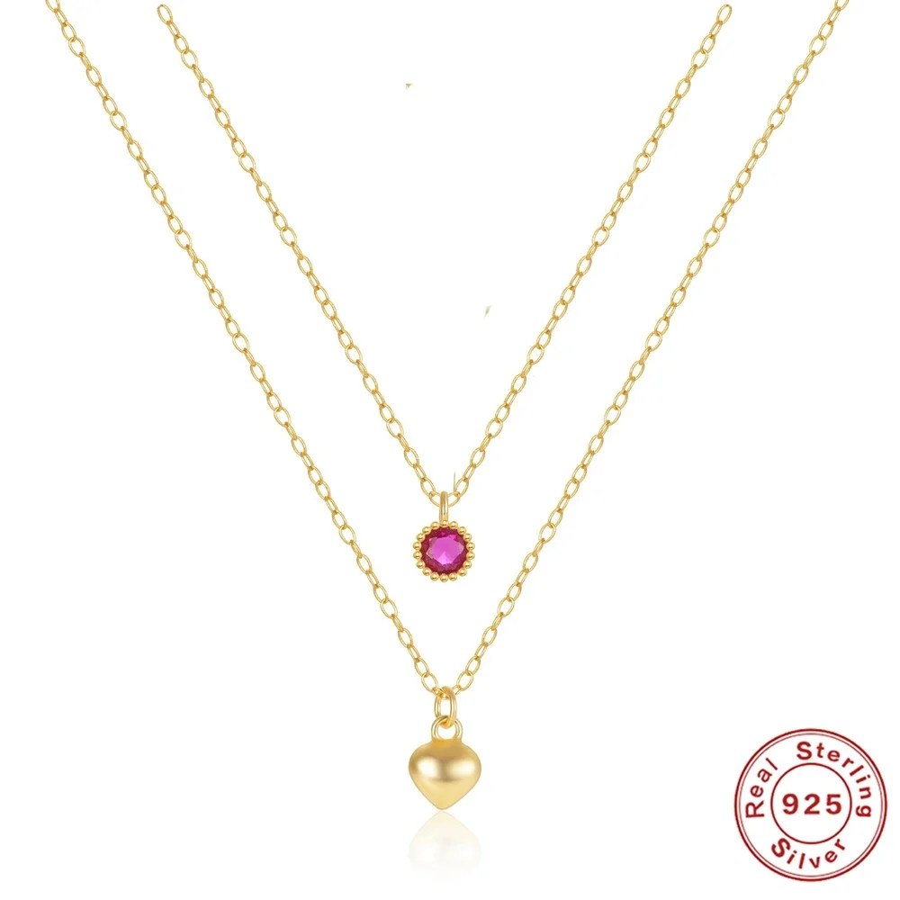 VAL ожерелье из стерлингового серебра 925 пробы для женщин с цирконом двухслойное