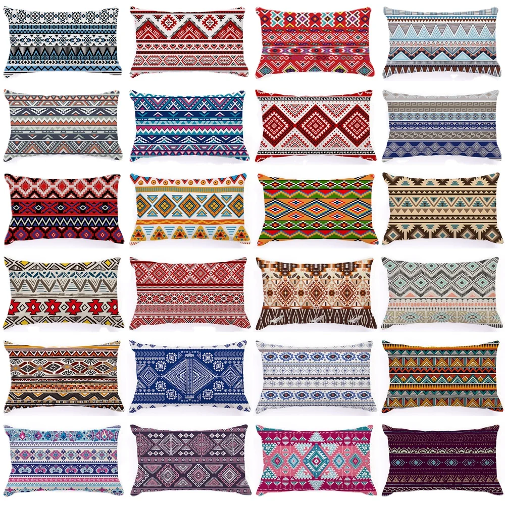 

Turkish Kilim Cushion Cover 30x50cm Bohomian Geometric Pillow Case Aztec Print Ethnic Rustic Decor Soft Plush Throw Pillow Cover