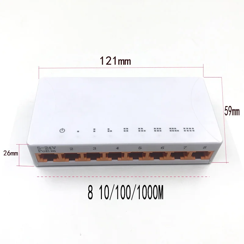 OEM новая модель 8 портов гигабитный коммутатор Настольный RJ45 Ethernet 10/100/1000 Мбит/с Lan