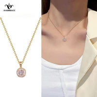xiaoboacc titanium steel crystal pendant necklace for women luxury niche design choker chain necklaces jewelry wholesale