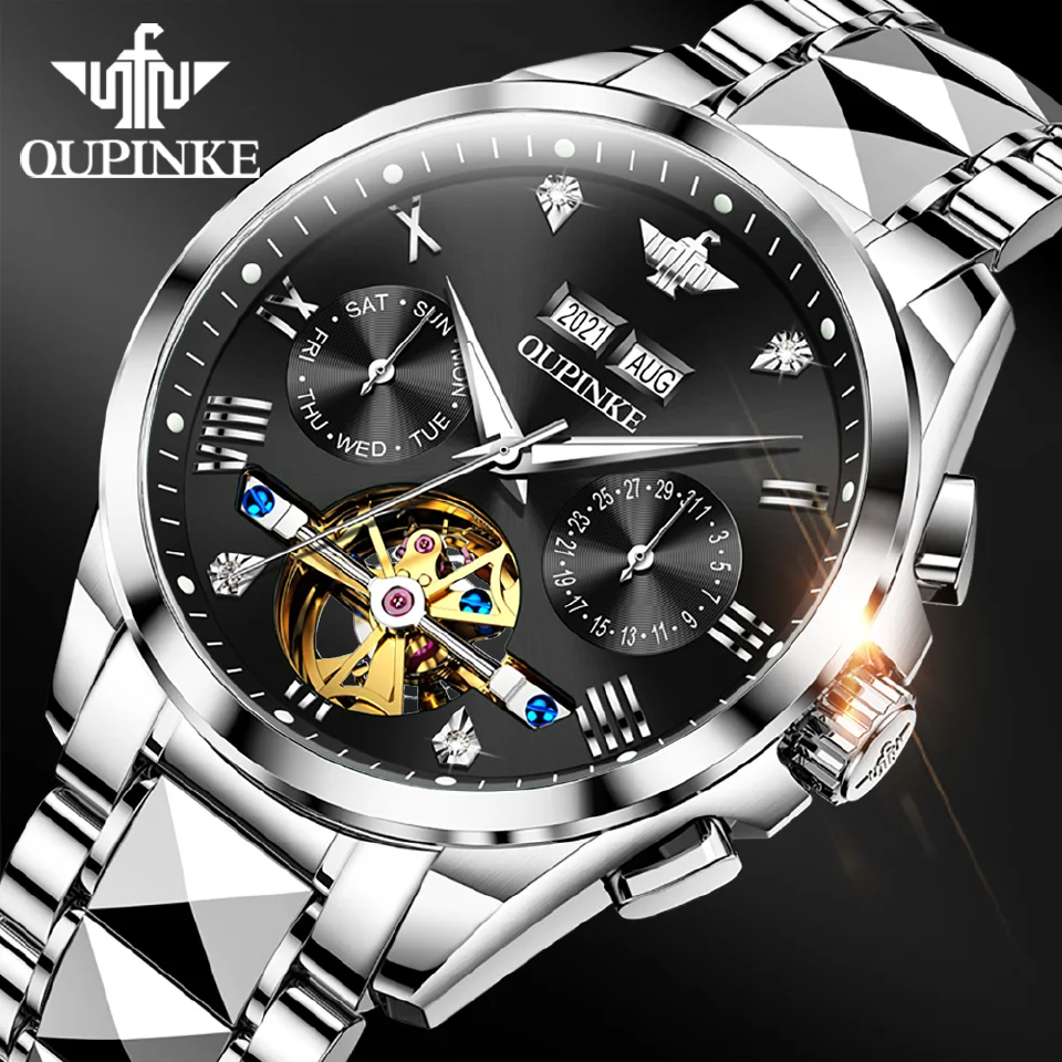 

OUPINKE Original Automatic Watch for Men Mechanical Sapphire Mirror Waterproof Watches Luxury Brand Stainless Steel Wristwatch