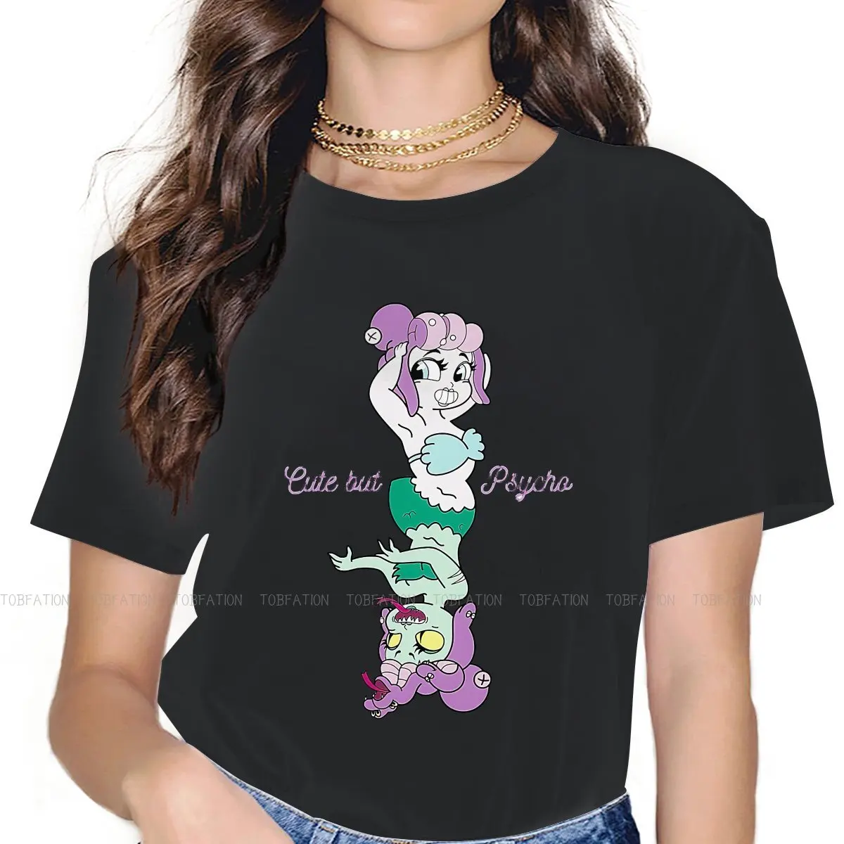 

Cala Maria Cute But Psycha Women's TShirt Cuphead Ms Chalice Game Girls Graphic Tops O-neck Female T Shirt Humor Hipster Gift