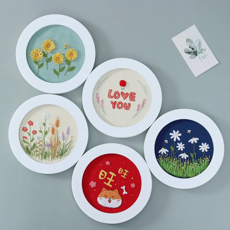 DIY Flowers Plants Pattern Embroidery Set Needlework Tools Printed Beginner Round Cross Stitch Kit Sewing Craft |