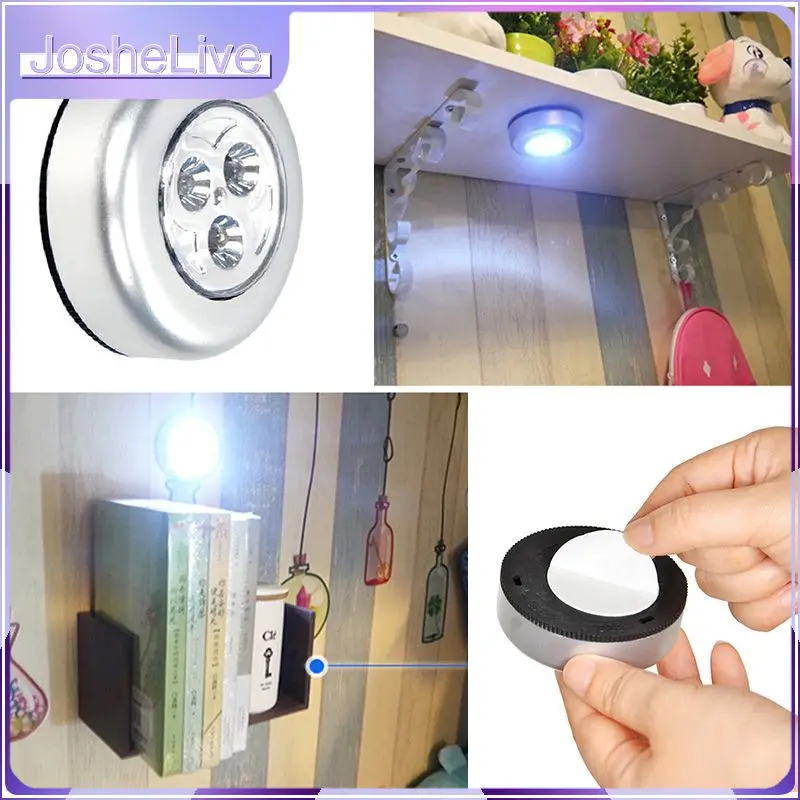 

3LED Press Light Motion Sensor Night Lamp Warm White Under Cabinet Closet Wardrobe Bedroom Kitchen Stairs Lighting Puck Lights