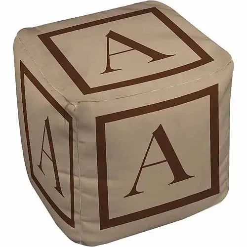 

Brown Innovative Caramel Brown Classic Monogram Block Pouf - Add Texture and Style to Your Home Decor.