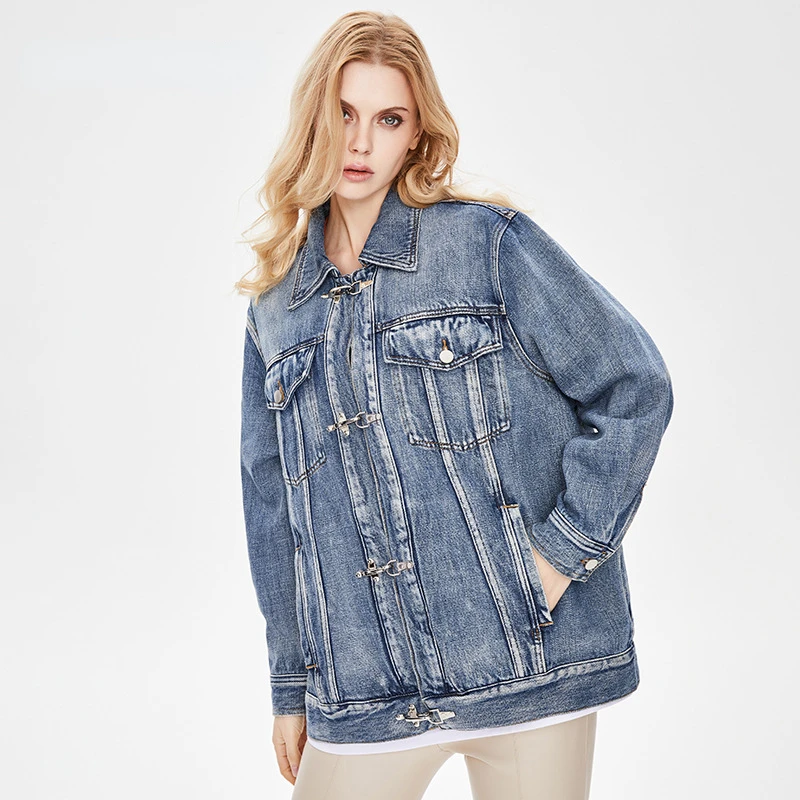 

Женская джинсовая куртка, Повседневная Городская куртка из денима для ранней весны, весна-осень 2023, 82064-1