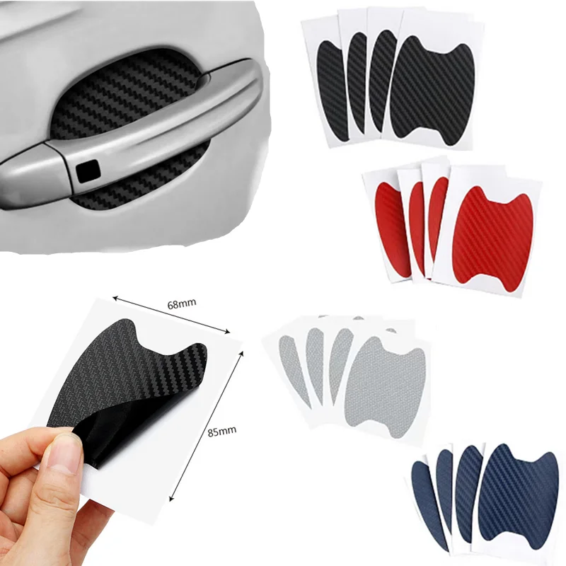 

4pcs/Set Carbon Fiber Texture Car Door Handle Cup Scratch Protective Stickers Exterior Waterproof Auto Door Bowl Sticker