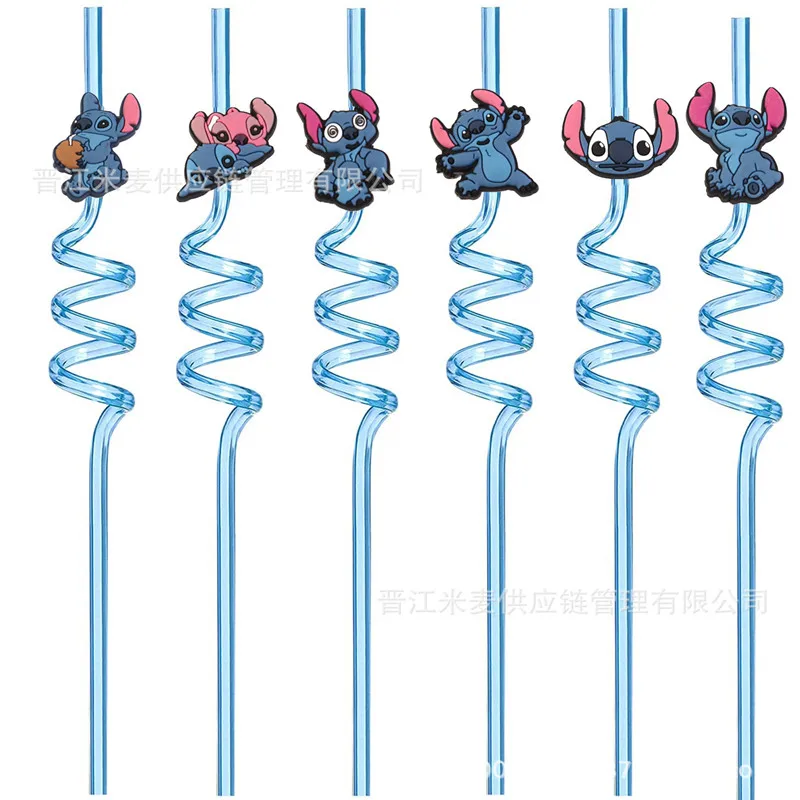 

Disney Stitch Straw Children's Birthday Party Supplies Plastic Reusable Drink Straws Cute Funny Straw Decorations Lilo & Stitch