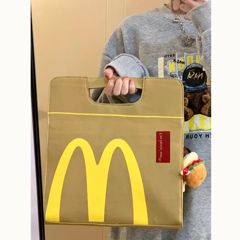 McDonald  Shoulder Bag  Women New Large Capacity Canvas Niche Tote Handbag Ins Messenger Bag
