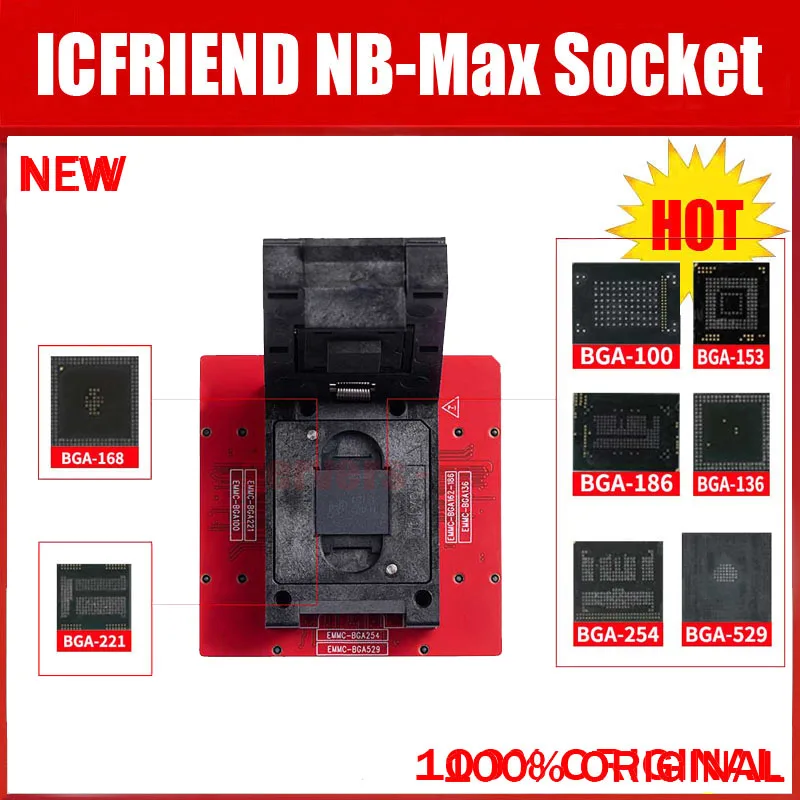 Новинка 2022 разъем NB-Max для ICFRIEND MIPItester E-mate EMMC и UFS BGA254 BGA297 BGA153 поддержка Easy-Jtag box Medusa
