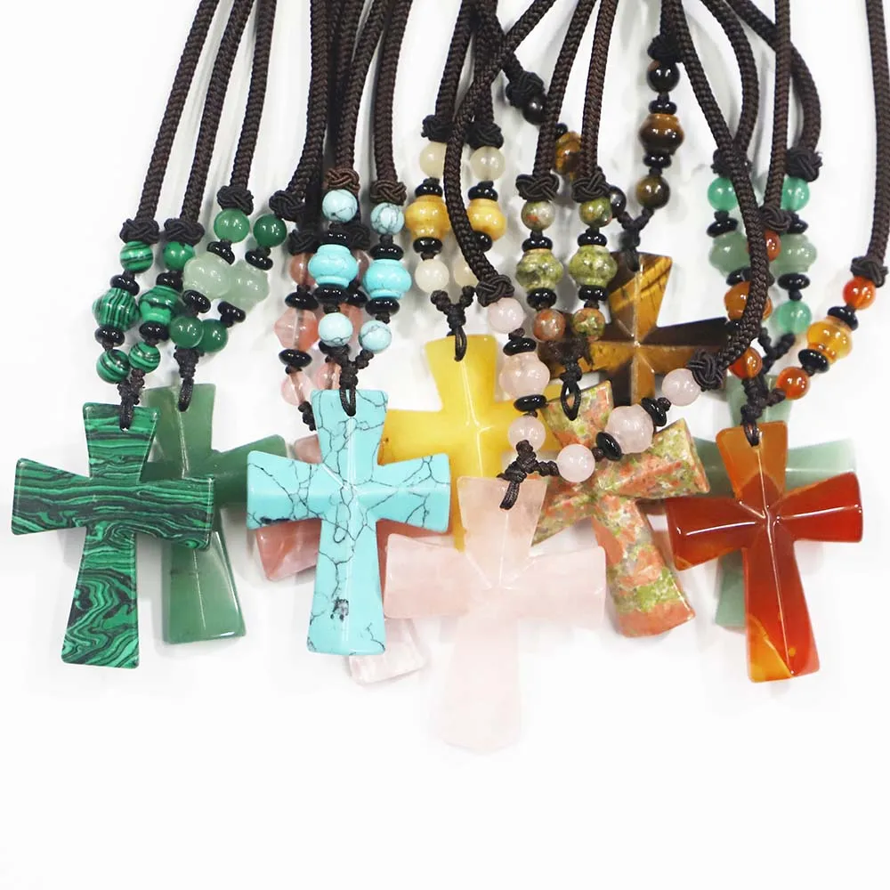 Selling Natural High Quality Stone Agate  Weaving Pendants  Necklace Fashion Reiki Charms Men Women Jewelry Accessories 1Strip