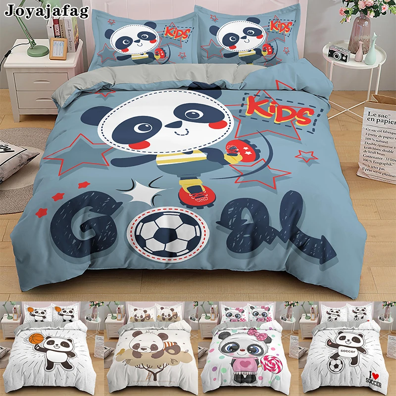 

Panda Cartoon Children Duvet Cover Sets Adult Queen King Single Double Twin Bedding Set Euro Sizes Home Textile