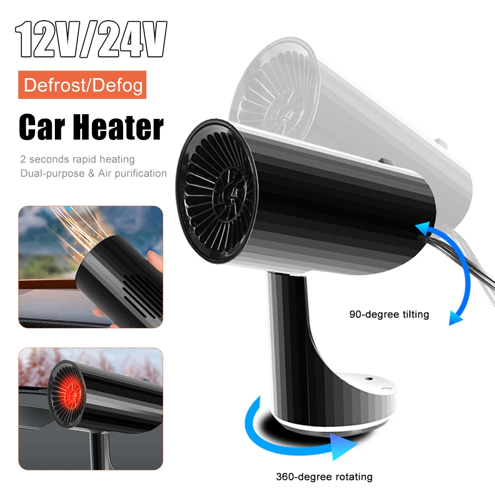 

12V 24V Portable Car Car Heater Heating And Cooling 2 In 1 Cup Portable Fan 120W Windshield Defogger Defroster Car Accessories