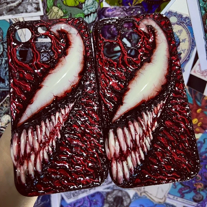 4166 Оригинальный 3D светящийся мобильный телефон ручной работы Venom Massacre темный