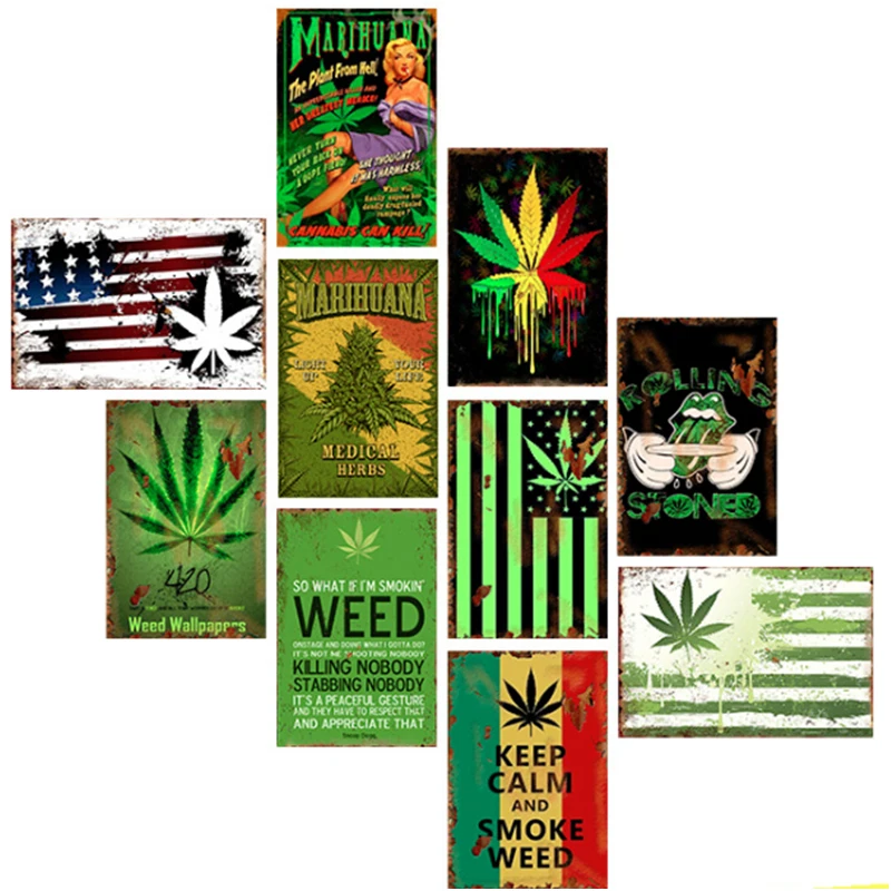 

California Weed Retro Metal Tin Signs Poster Vintage Tinplate Poster Bar Cafe Wall Decoration Poster 20*30cm