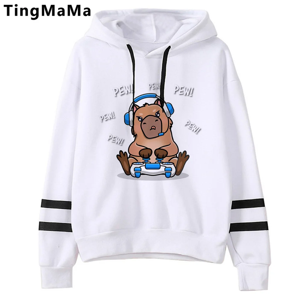 

capibara hoodies men harajuku Fleece long sleeve top tracksuit clothing man 90s tracksuit