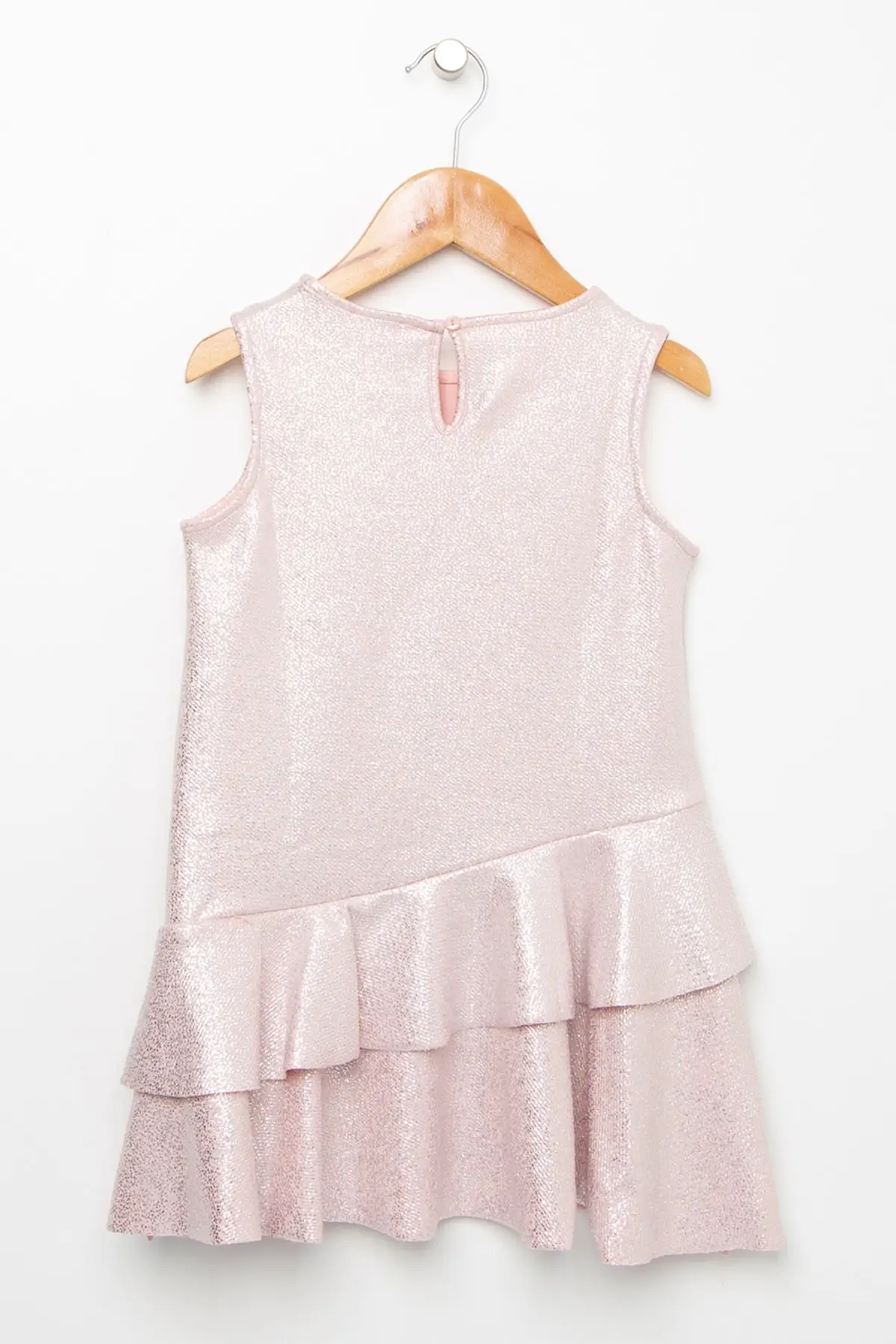 

Dress Button Polyester Midi Solid Color Hanging Neck Pink