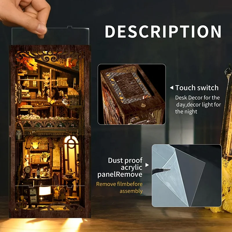 DIY деревянный книжный уголок фигурки кофейного домика миниатюрные подставки для