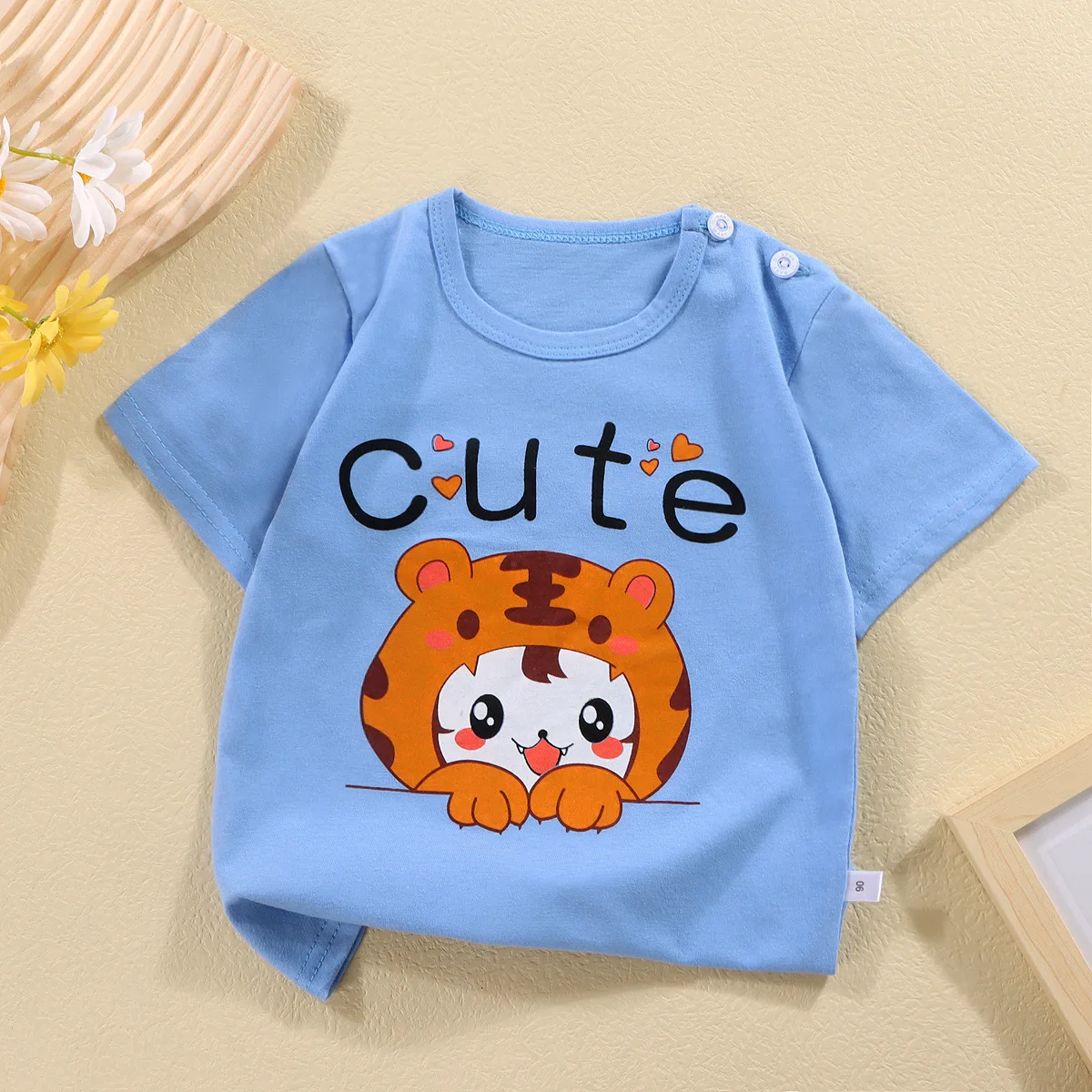 Фото 1-5Y Children's Short-sleeved Boys' Cotton T-shirt Cartoon Girls' Baby Tops Summer Tees Kids Clothing №3
