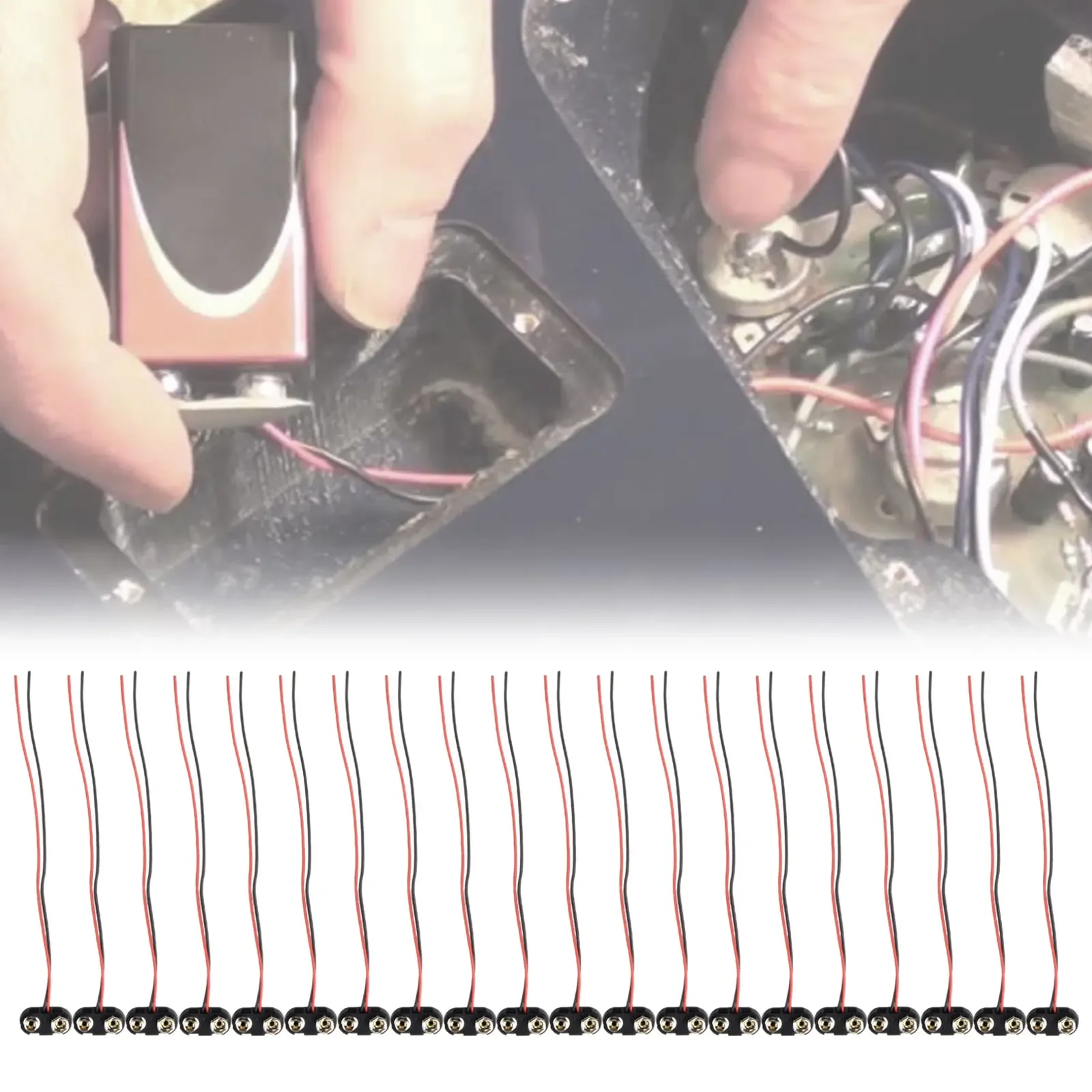 Черный жесткий корпус 9 В Т-образный зажим для аккумулятора разъем 20 шт. материалы