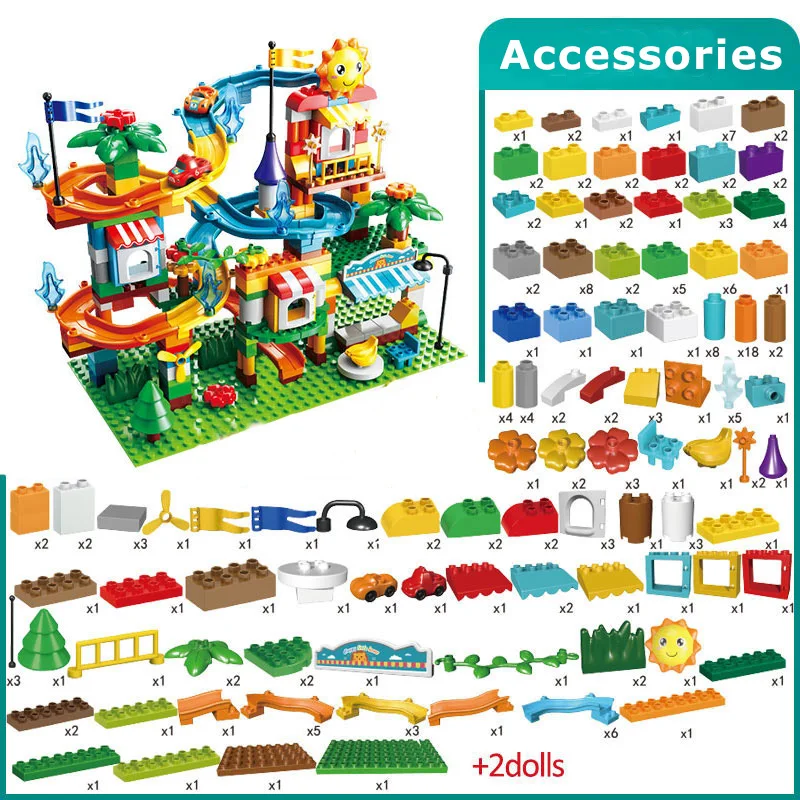 Набор строительных блоков Marble Race Run большого размера самоблокирующиеся кирпичи