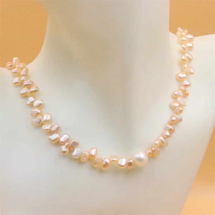 

ZFSILVER 100% 925 Sterling Silver Round Ball Fashion Natural Freshwater Baroque Pearl Choker Necklace Jewelry for Women Gifts