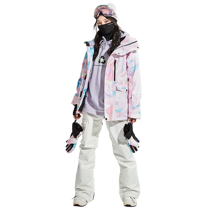 New style ski suit single and double board warm cold and windproof jacket ski underwear women's ski suit  snow