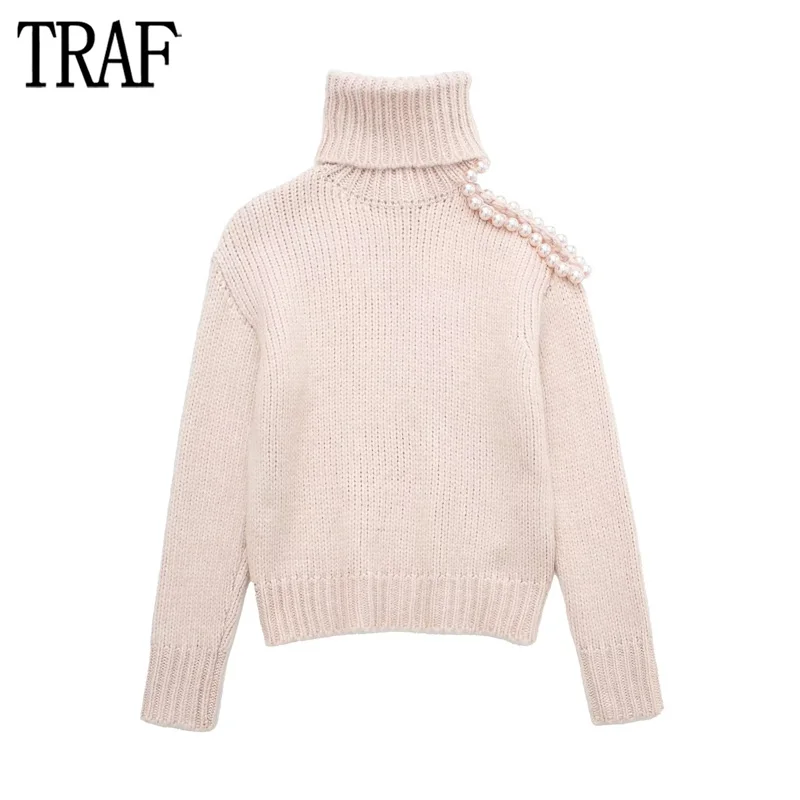 

Женский укороченный свитер с бусинами и жемчужинами, на зиму