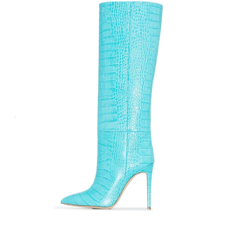 

(YYDD) Autumn Winter Crocodile Concise Pointed Toe Elegant Super High Heel Women‘s Boots Party Dress Nightclub Plus Size3443