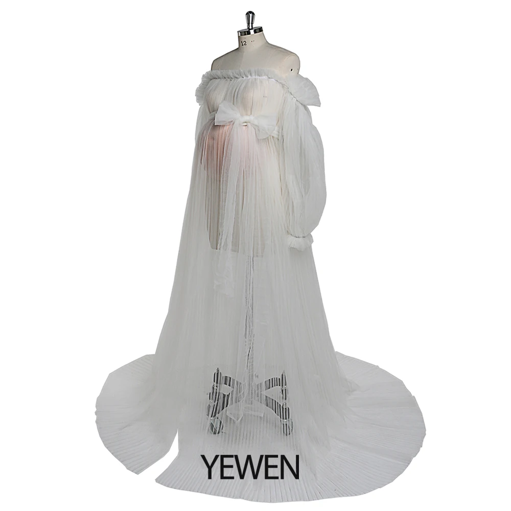 Сексуальное прозрачное платье для фотосъемки беременных Длинные Пышные Рукава