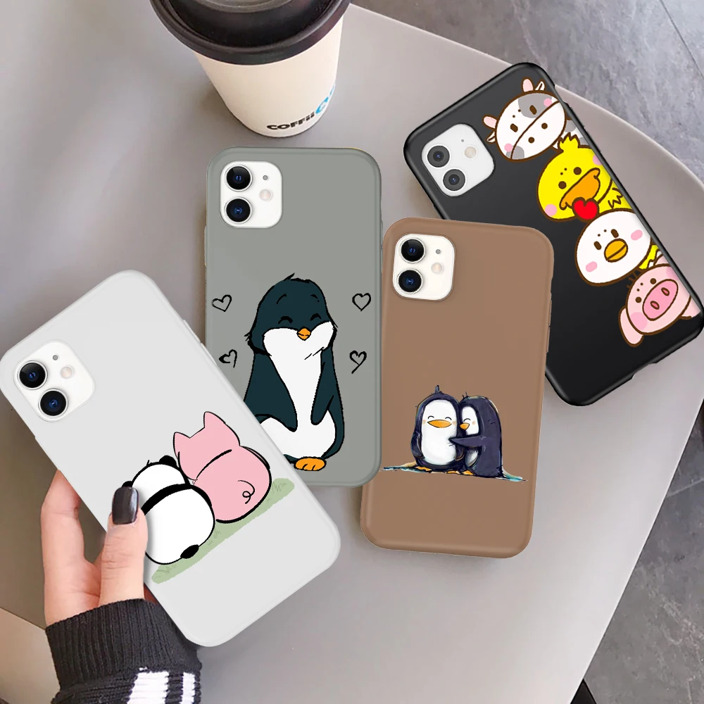 Чехол для телефона с мультяшным пингвином iPhone 11 12 13 Pro Max Mini 7 8 Plus X XR Xs SE2020 мягкий