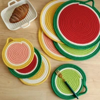 fruits color cotton weaving dining table placemat dinner plate baking cup bowl coffee pads mats round insulation placemat