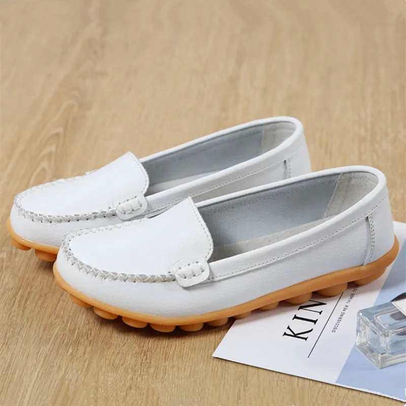 Plus Size 35-44 New Women Casual Shoes Sofe Thick Platform Breathable Flat Mom Shoes Fashion Loafers Spring/ Autumn Leather Shoe