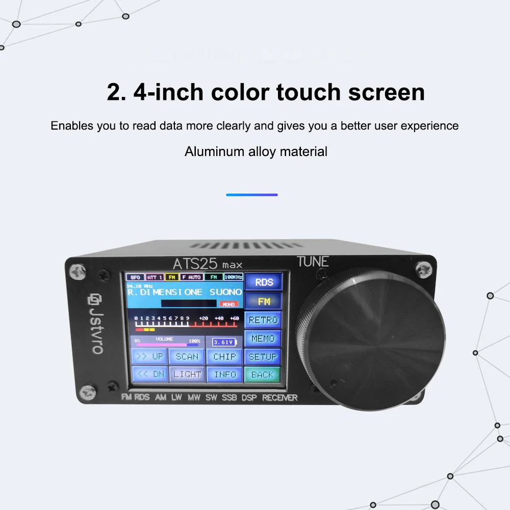 ATS-25 Max Si4732 Full Band Radio Receiver FM/LW/MW/SW/SSB Tester 2000mAh Capacity ATS-25 Upgrade 2.4 Inch Portable Receiver