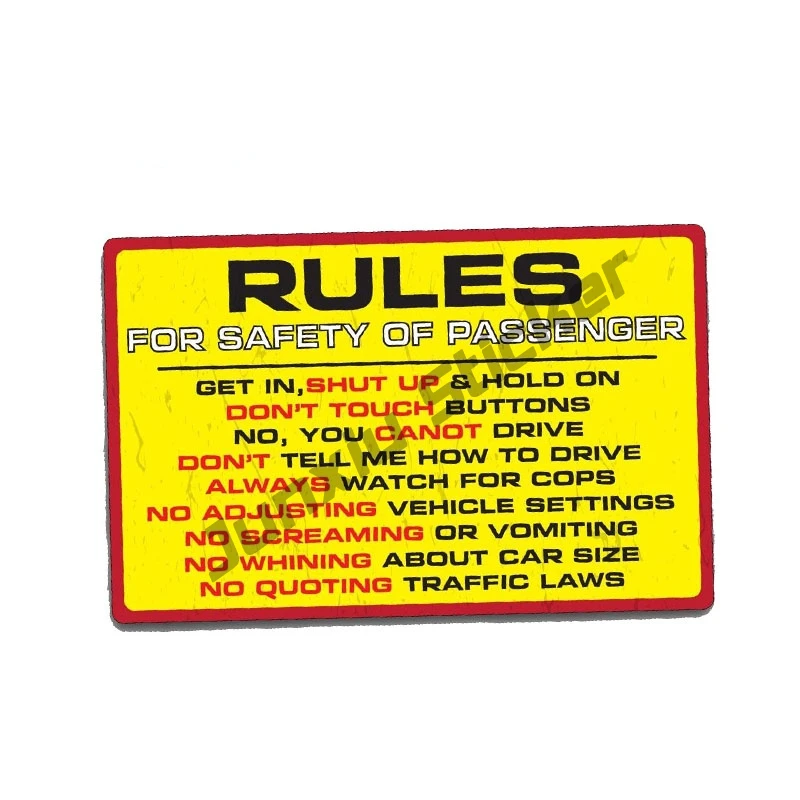 

RULES SAFETY Waterproof Car Stickers for Car Truck 4X4 Offroad 4WD Dirt Race JDM Refit Creative Decal Car Accessories PVC13x10cm