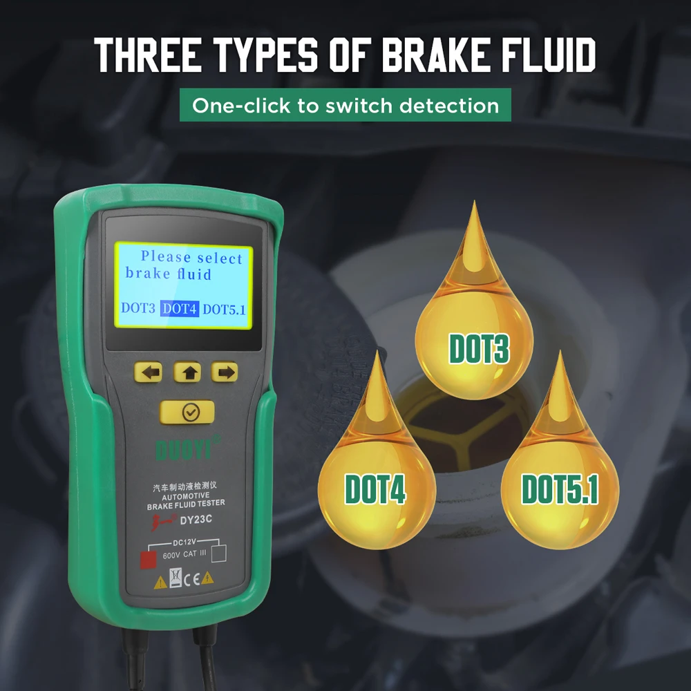 

Автомобильный тестер тормозной жидкости DY23C, точный инструмент для тестирования автомобильной тормозной жидкости с цифровым дисплеем, инс...