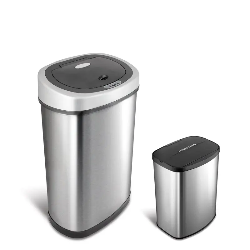 

13.2 gal Motion Sensor Trash Can Combo, Fingerprint-Resistant Stainless Steel Garbage Bin Kitchen Bathroom Toilet Trash Can Best