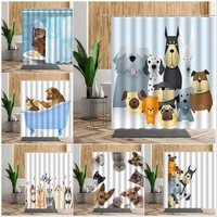 cartoon cute animal shower curtain set cat dog anime printed bathroom decor 3d waterproof bath fabric home curtains for children