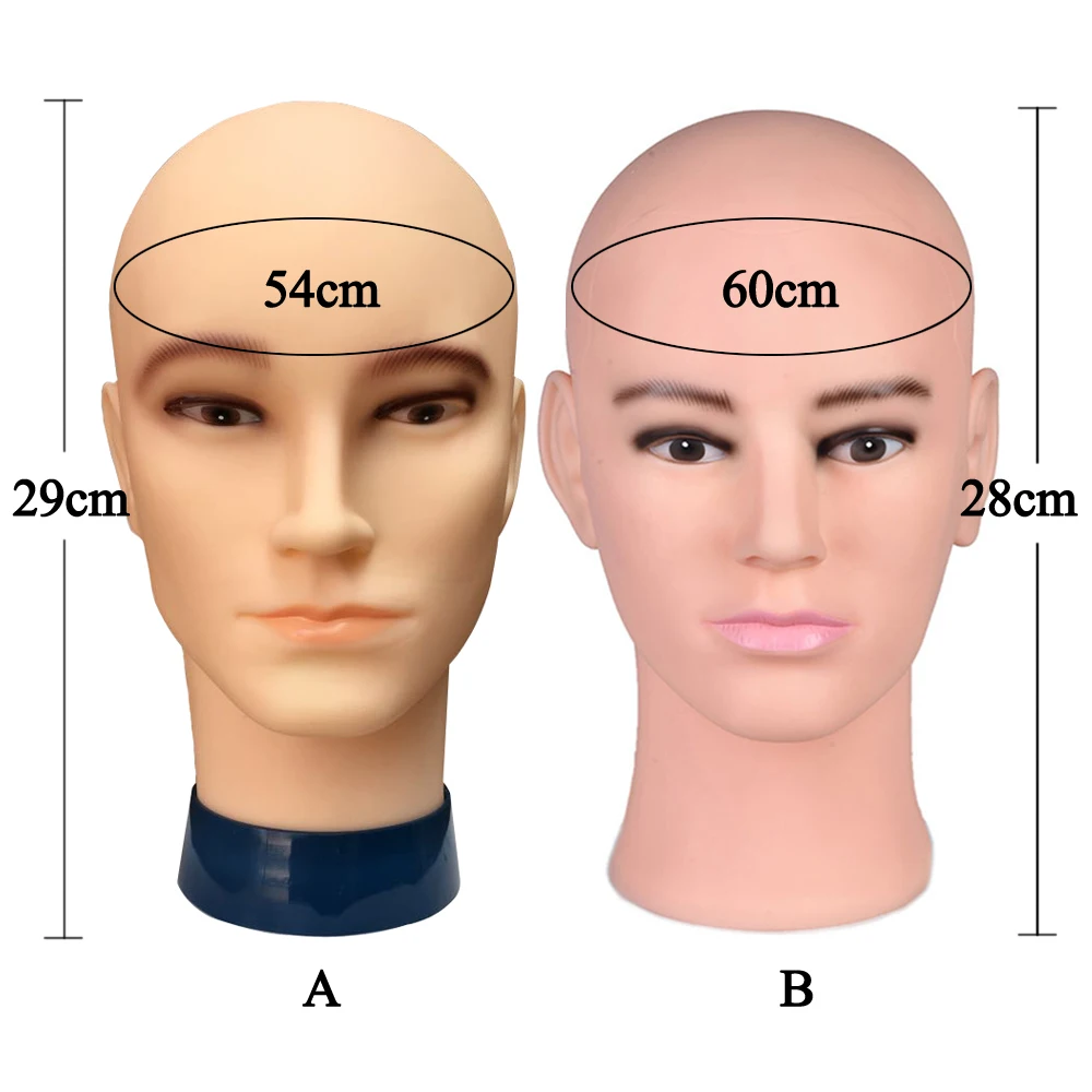 Wig Mannequin Head Bareheaded Models Male Styles Hats Display Store Props Support For Making Wigs Stand 54cm/60cm