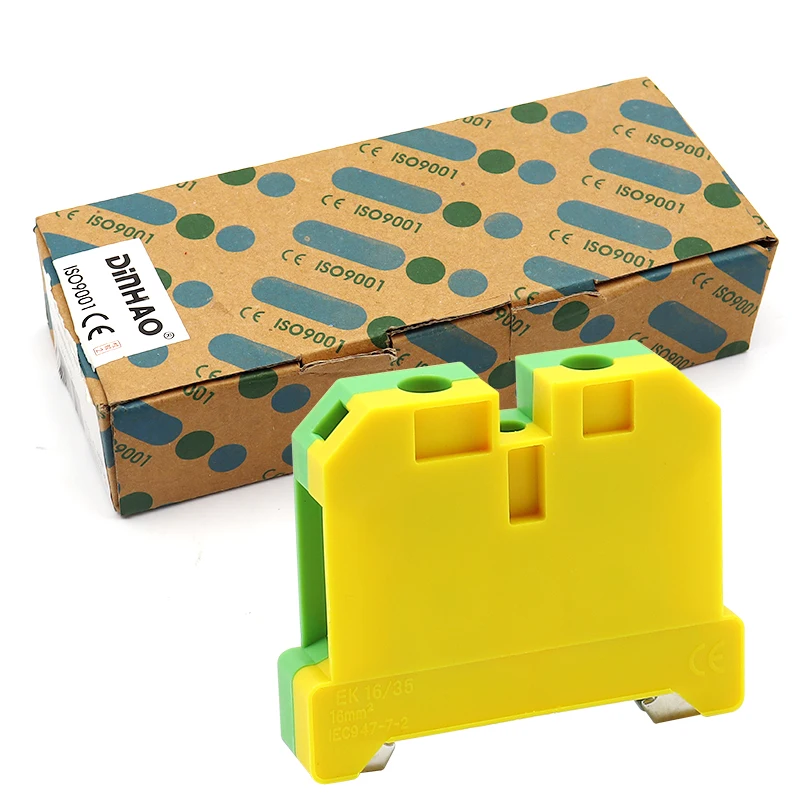 

40 шт./коркор. DIN Rail EK16/35 Клемма заземления 16 мм² Кабельный разъем электрический клеммный блок соединитель проводов