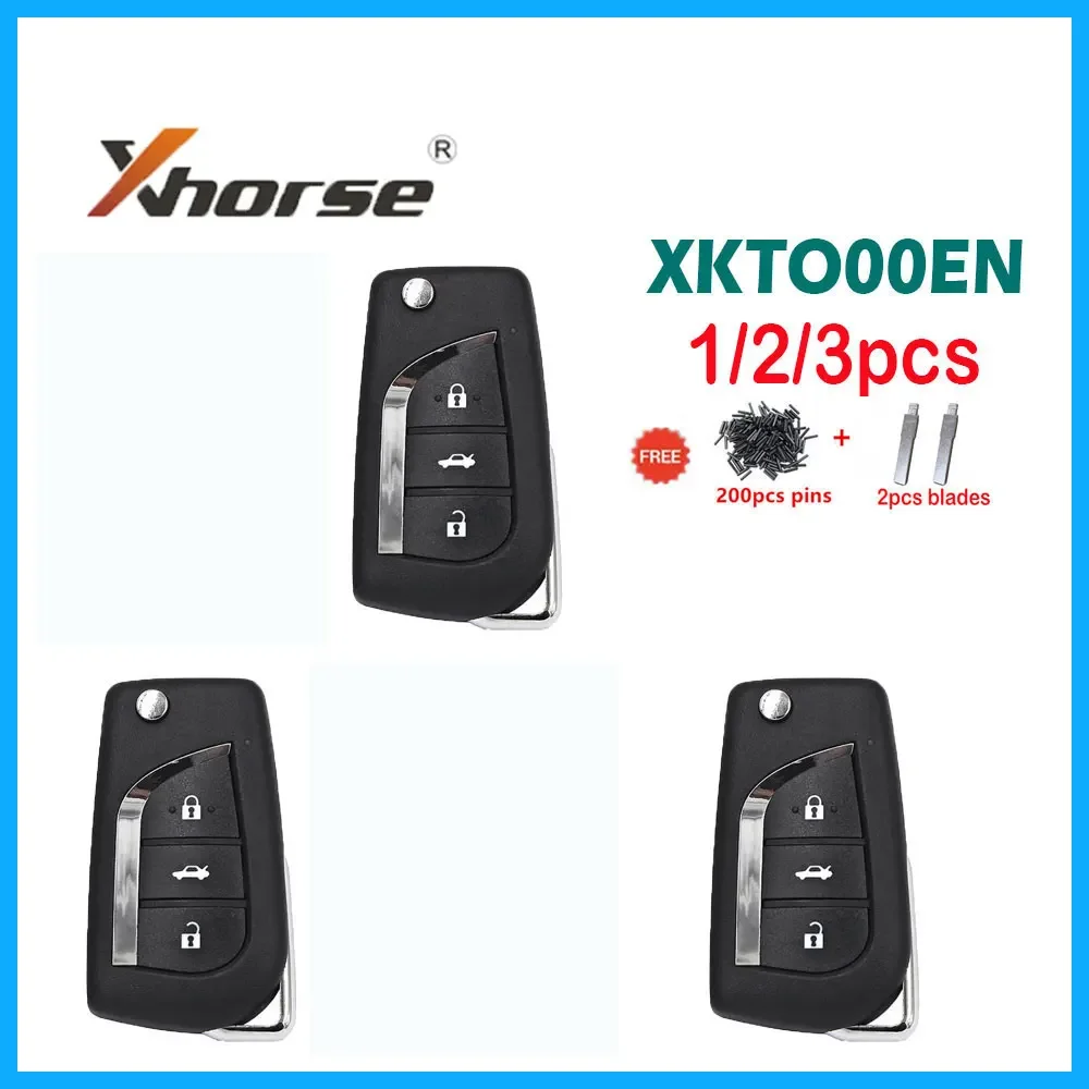 

1/2/3pcs Xhorse XKTO00EN Car Remote Key 3 Buttons Univeral Wire Remote Key for Toyota for VVDI Mini Key Tool English Version