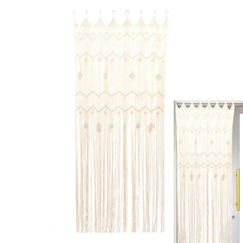 

Bohemian Handmade Macrame Curtain Bohemian Wedding Backdrop Cotton Rope Photo Backdrop Macrame Wall Hanging Tapestry 200x85cm