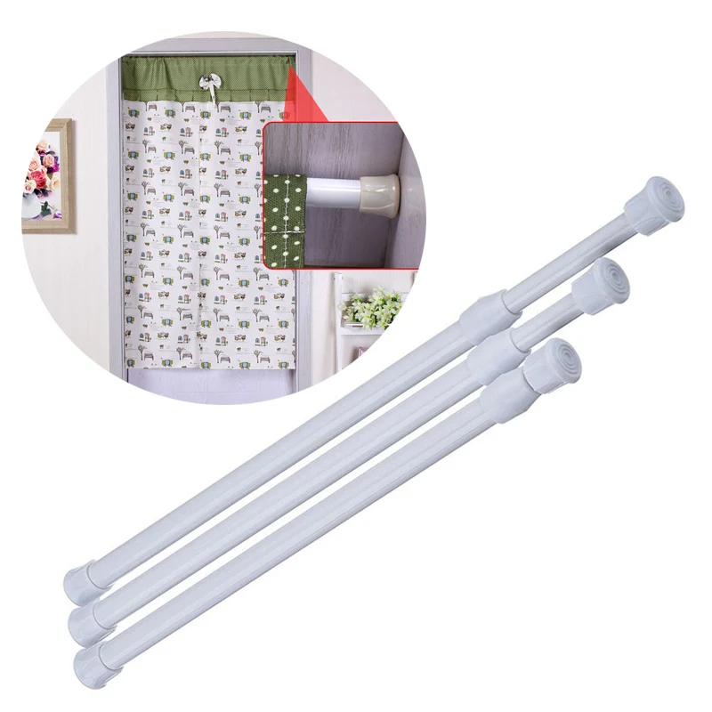 

Adjustable Curtain Rod Metal Extendable Shower Curtain Rod Telescopic Poles Bathroom Household Hanger Rods Wardrobe Organizer