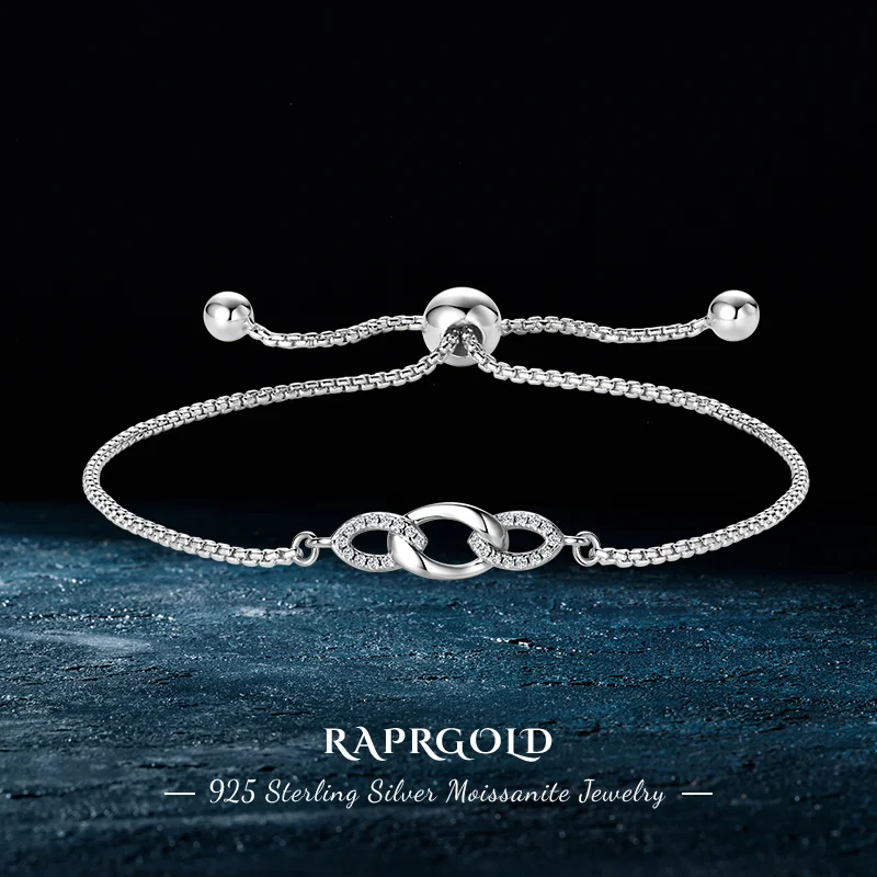 RAPRGOLD D цветной муассанитовый браслет для женщин стерлинговое серебро S925