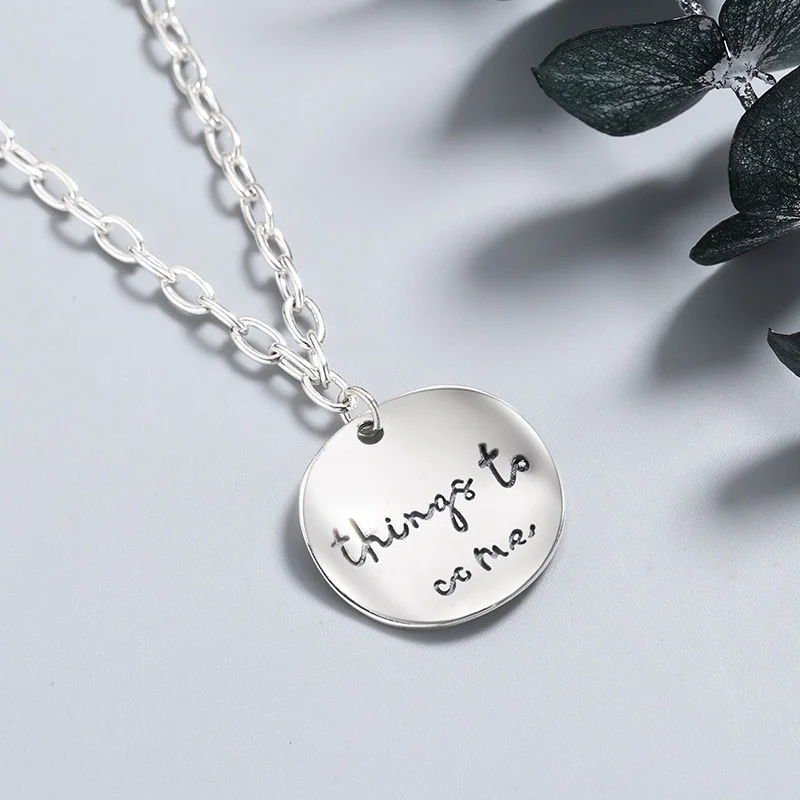 

TIANRO 925 Sterling Silver "things to come" "exaggerated large round tag necklace Retro wave design long necklace jewelry