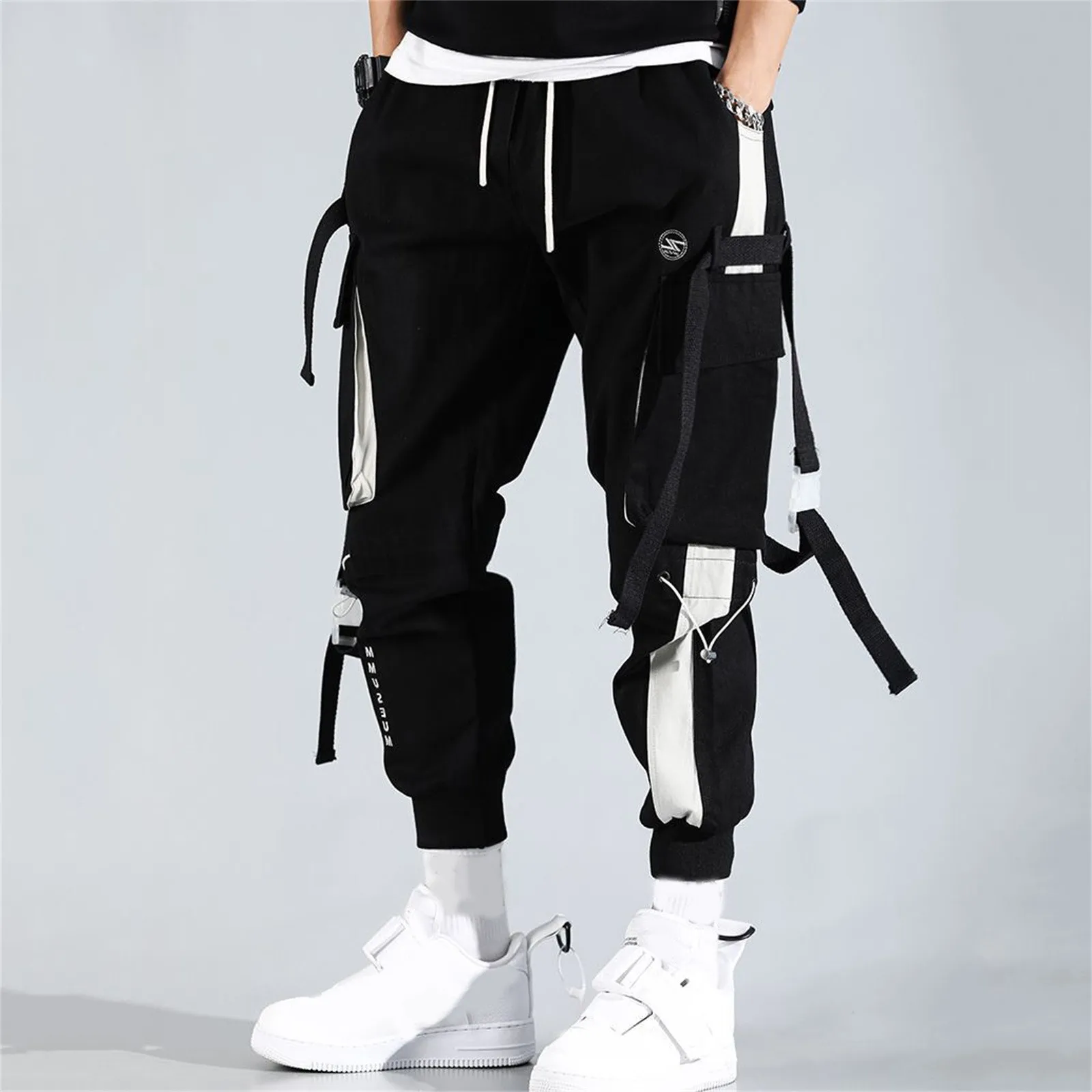 

Men Joggers Cargo Pants Multi-pocket Elastic Waist Harem Pants Men Casual Hip Hop Streetwear Sweatpants Pencil Pants Techwear